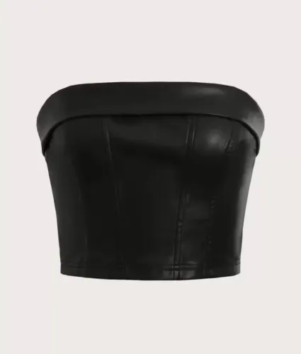 Top de couro em PU