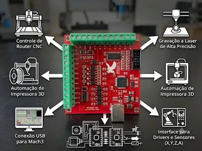 Placa Controladora CNC Mach3 USB 4 Eixos Bitsensor BSMCE04U-PP