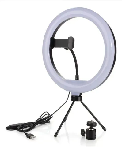 Ring Light oásis 20cm 8 polegadas com Tripé de Mesa USB 3 Tons de Cor