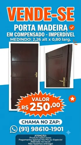 Porta tam 2,26 x 0,80 seminova disponível para venda