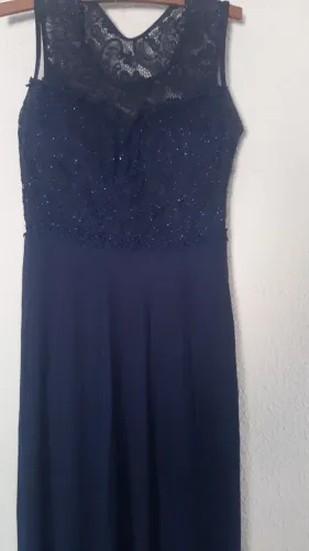 Vestido longo de festa, azul marinho, lindo! Usado uma única vez.