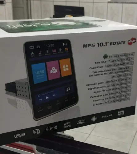 KIT MULTIMÍDIA 10 POLEGADAS COM TELA GIRATÓRIO SISTEMA ANDROID