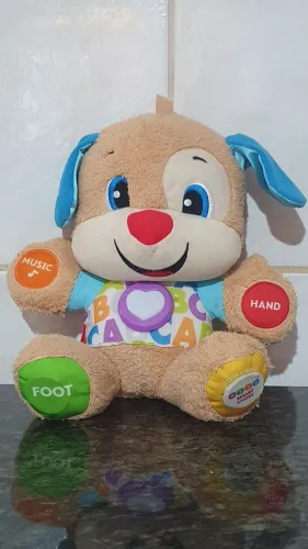 Pelúcia interativa Aprender e Brincar Puppy Fischer - Price em inglês funcionando 