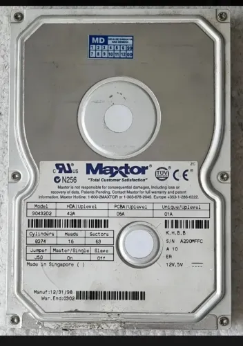 Hd Maxtor 90432d2 4.3gb Ide 3.5 USADO Funcionando 100%