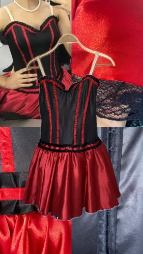 Collant Preto com Saia Vermelha/Figurino Balé Fantasia