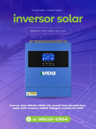 Inversor Solar Híbrido 4000w 24v Onda Senoidal Pura