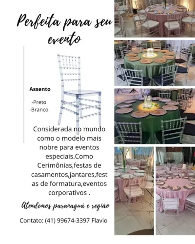 Locação cadeiras cristal tiffany