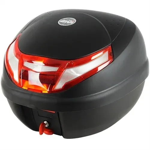 Baú Para Moto Givi E-30Rn 30 Litros Lente Bicolor + Base Para Fixação do Baú 02 Chaves