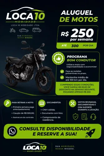 Aluguel de motos para app ! contato + *