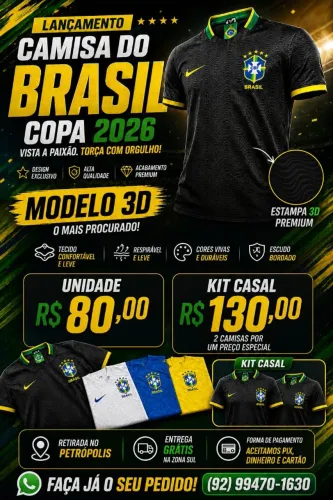 CAMISA DO BRASIL MODELO 3D KIT CASAL