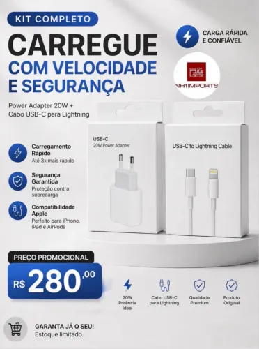 Fonte turbo + cabo iPhone original