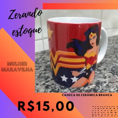 Caneca de cerâmica da Mulher Maravilha