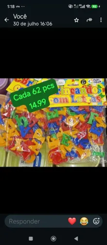 Pacote c 62 letras coloridas