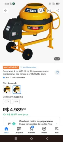 Betoneira 400 litros nova
