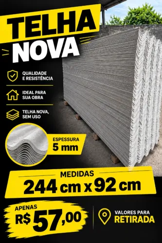 telha 244x92 5mm nova sem uso