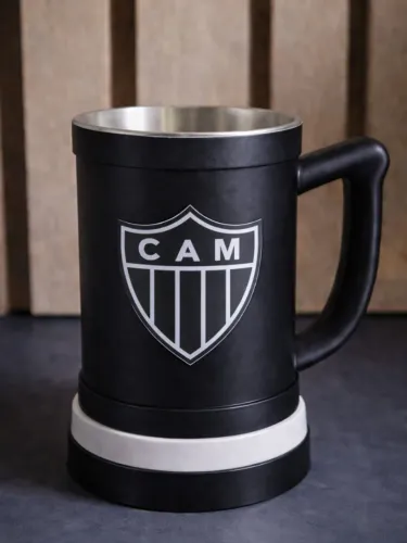 Porta copo personalizado - Atlético mg acompanha copo inox 500ml
