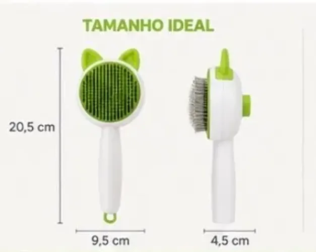 Escova removedora de pelos e massageador para cães e gatos com orelhinha
