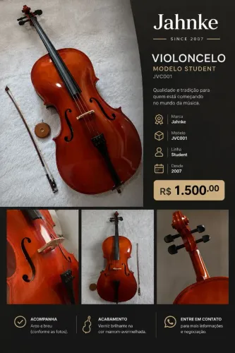Violoncelo Jahnke JVC001 Student com Arco e Breu