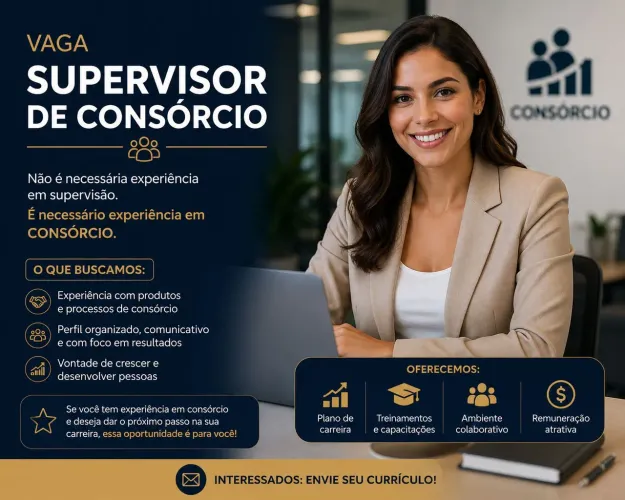 Vaga de emprego para SUPERVISOR DE CONSÓRCIO