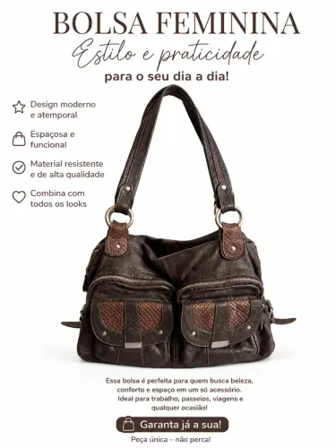? Bolsa Feminina Marrom - Elegante, Espaçosa e Versátil