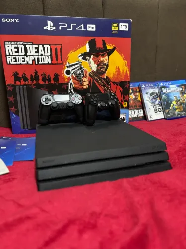 PS4 Pro 1TB + 2 Controles + 3 Jogos + Caixa Completo
