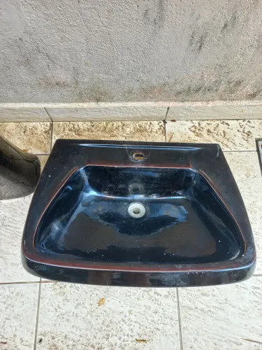 Kit lavatório com coluna preto (pia e coluna)