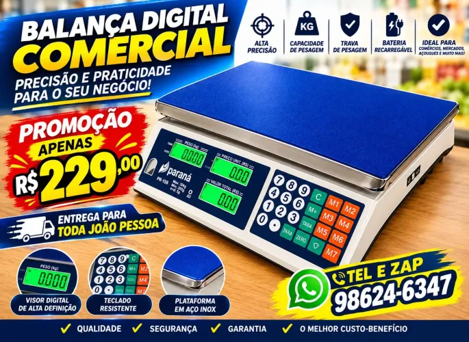 Balança comercial de 40kg com bateria e energia 