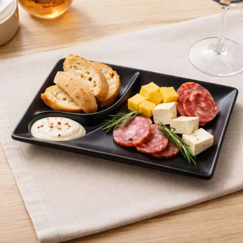 Prato Retangular Melamina Com Molheira 19x12,5x3cm