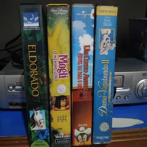 4 vhs Disney Dublados A Dama e o Vag2, Eldorado,Mogli, Fevel um conto...