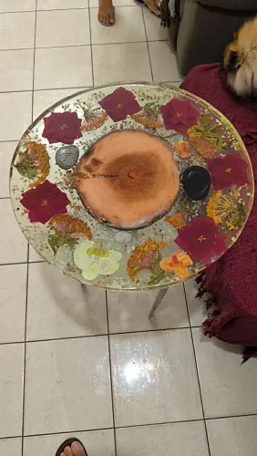 Mesa resina epóxi artesanal 50 cm 