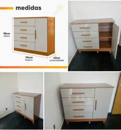 CÔMODA 4 GAVETAS E SAPATEIRA (NOVA)
