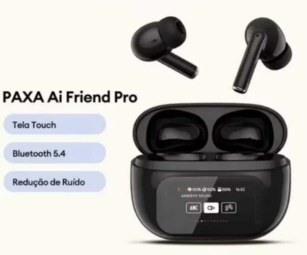 Fone de ouvido Bluetooth com tela touch screen impermeável