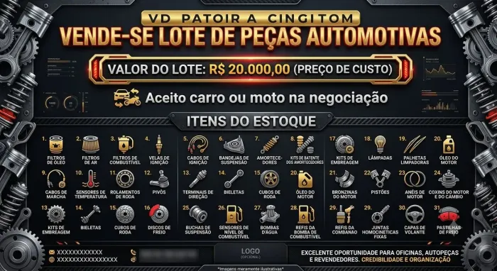 Lote de peças automotivas preço de custo