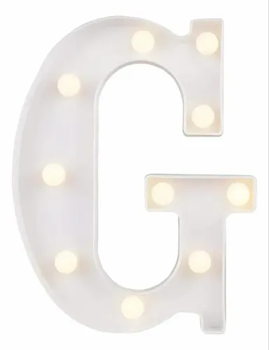 Luminária Decorativa letra G - Branca (com luz amarela)