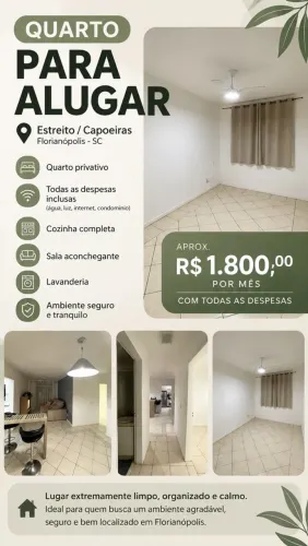 Quarto para alugar no Estreito - despesas inclusas