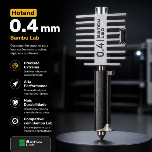 Hotend 0.4 Bico de Aço Temperado novo lacrado para Bambu Lab A1/A1 mini