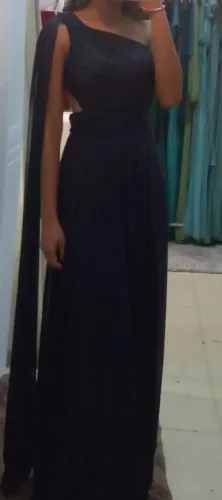 Vestido de formatura azul brilhoso