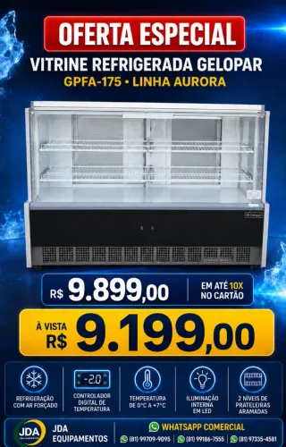 Balcão Refrigerado Gelopar GPFA-175 - linha aurora - para frios e laticínios - tortas