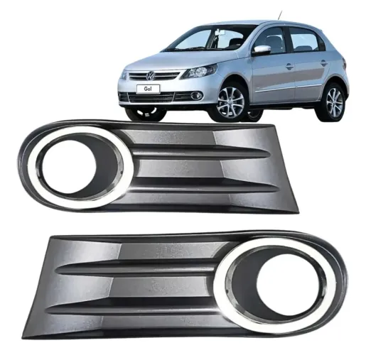 Grade Moldura Milha Preta Aro Cromado Com Furo Gol G5 2009 A 2012