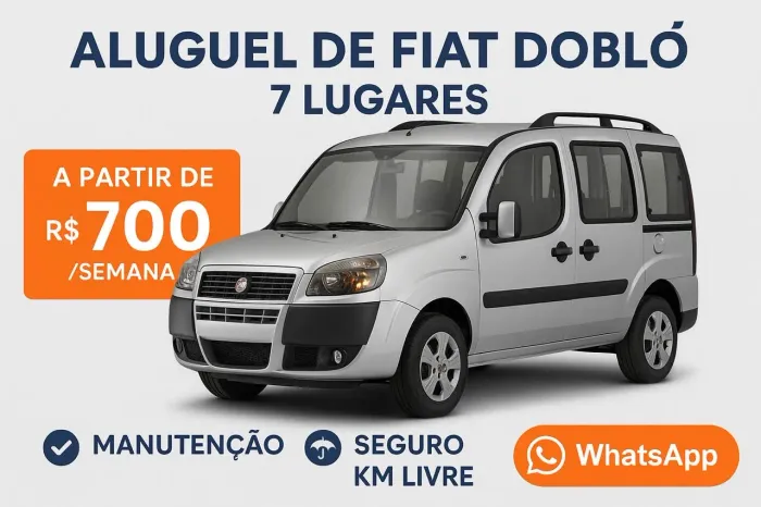 Aluguel mensal de Doblo 7 lugares para motoristas profissionais