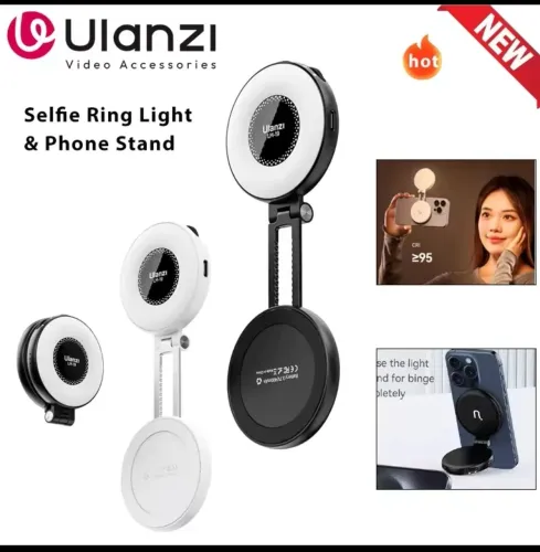 Ring Light Ulanzi MagSafe Selfie Luz LED Recarregável Suporte Celular