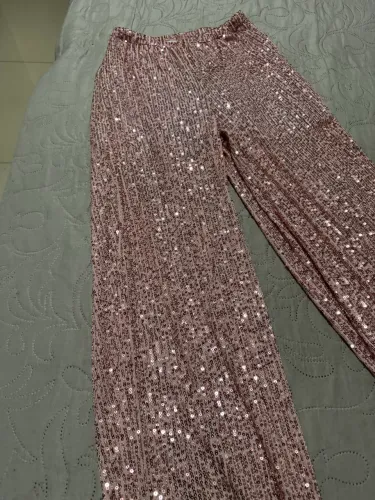 Calça paetê rosa