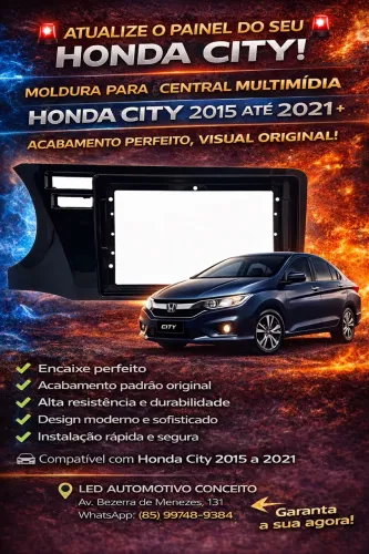 Moldura 2 Din 9 Polegadas do Honda City 2015 até 2021