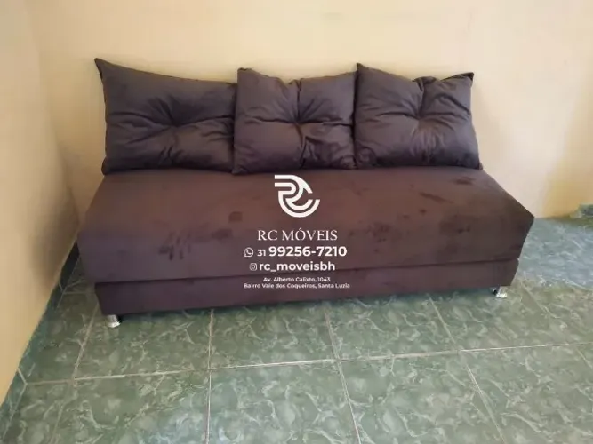 Sofá Cama completa Bicama completa 1,70m Material suede D33 Compacto e Funcional