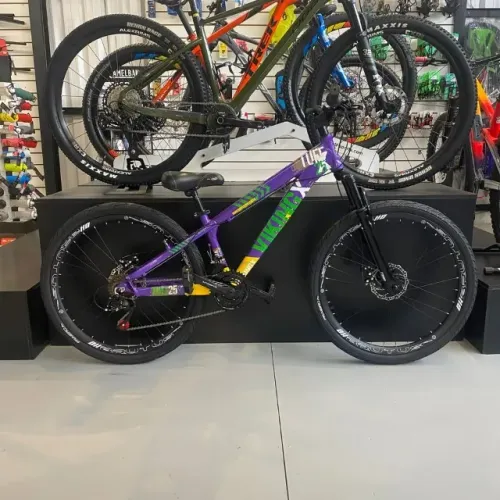 Bicicleta Aro 26 Vikingx Tuff X-25 Grau Freeride Roxa