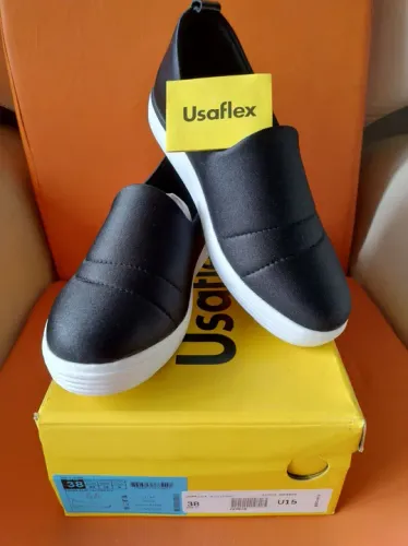 TÊNIS USAFLEX NOVO PRETO BRILHO 38