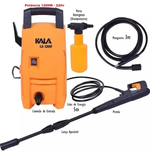 Lavadora Alta Pressão da Kala 1200W 1305psi Lavar Carro Terraço Hidro Lavadora 220V