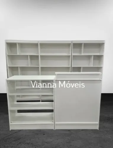 Loja e Comércio - Balcão Caixa + Balcão Vitrine + 2 Colmeias Zig Zag + 1 Prateleira