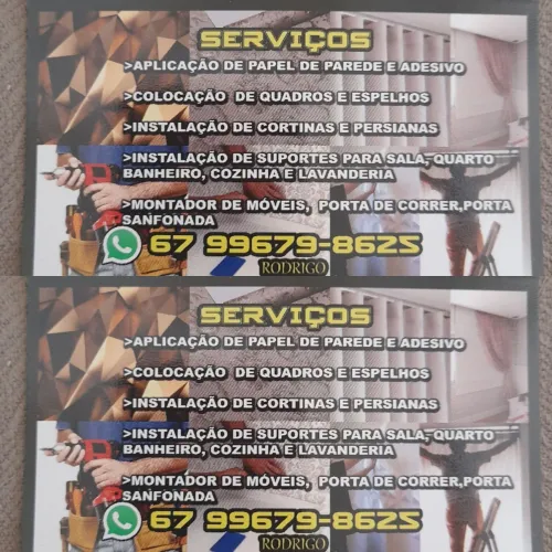Serviços de instalação de papel parede, cortinas