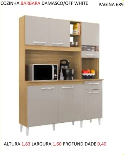 Armário de Cozinha Barbara Damasco Off White